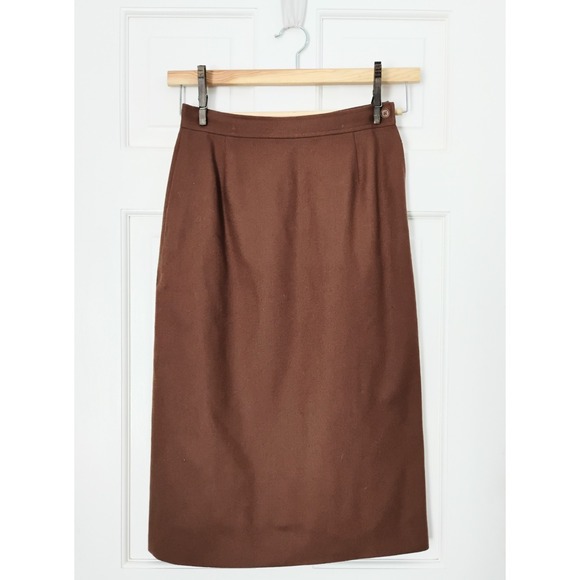 breckenridge Dresses & Skirts - Breckenridge Vintage Brown Wool Blend Midi Pencil Skirt Women Size 6 Pockets